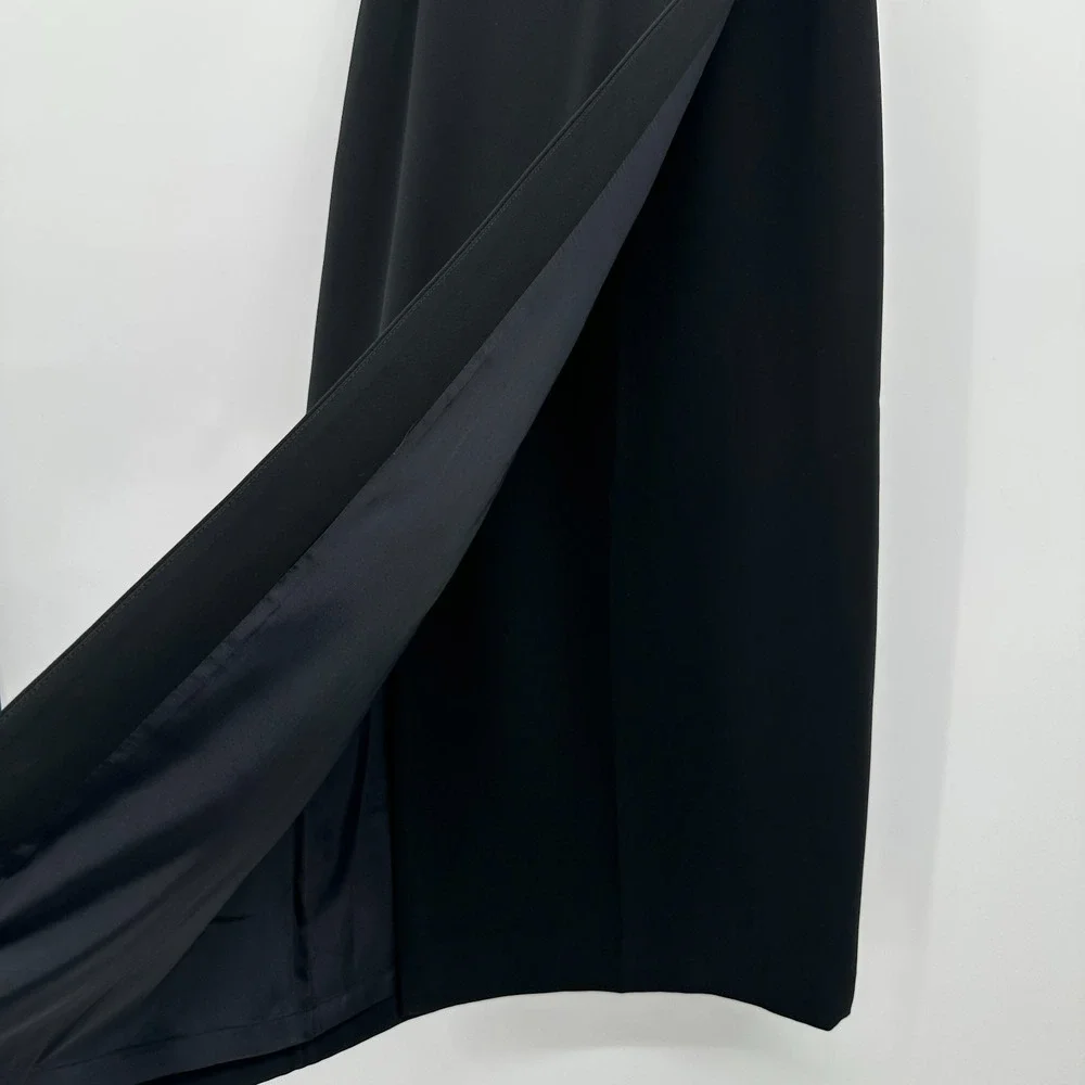 Vintage Dana Buchman Maxi Skirt Size 8‎ Black Wrap Lined Neutral Quiet Luxury